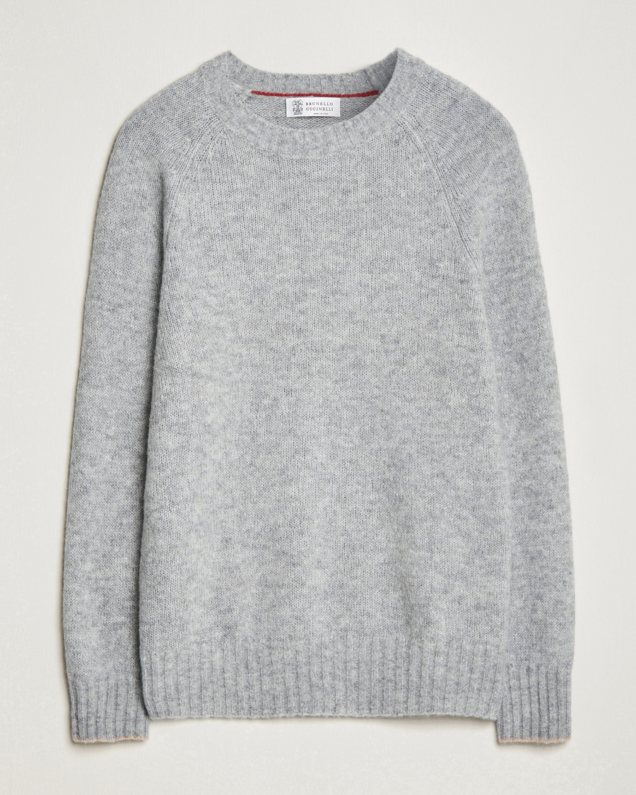 Herren | Pullover | Brunello Cucinelli | Fluffy Crew Neck Sweater Light Grey