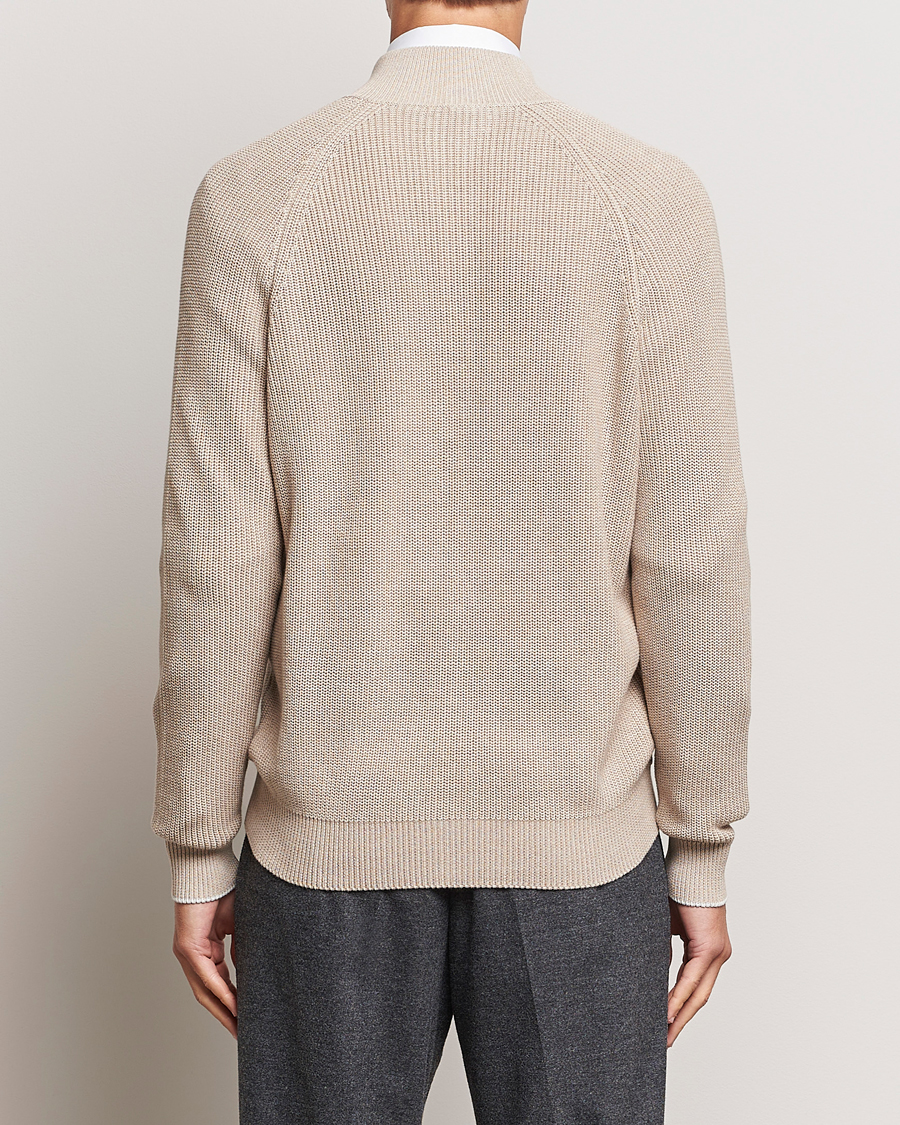 Herren | Pullover | Brunello Cucinelli | Rib Wool Zip Cardigan Light Beige
