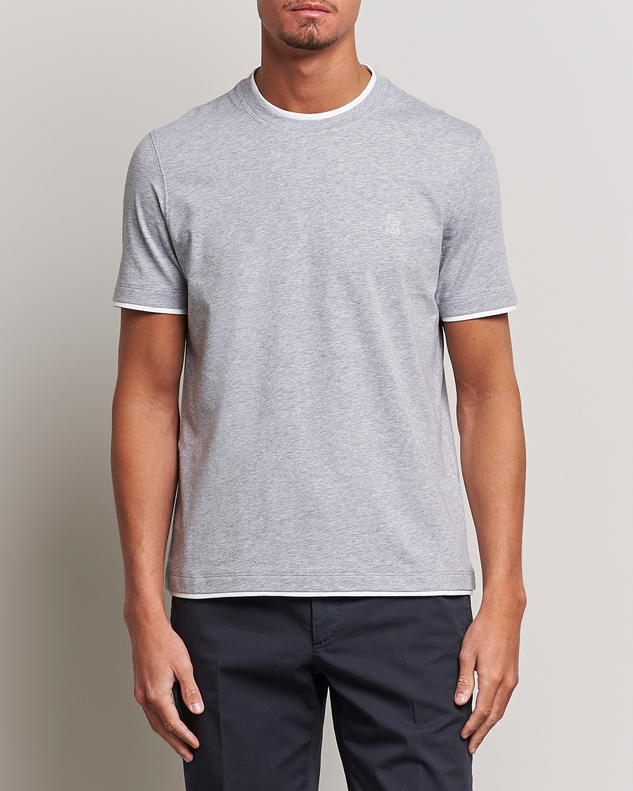 Herren | T-Shirts | Brunello Cucinelli | Short Sleeve Logo T-Shirt Light Grey