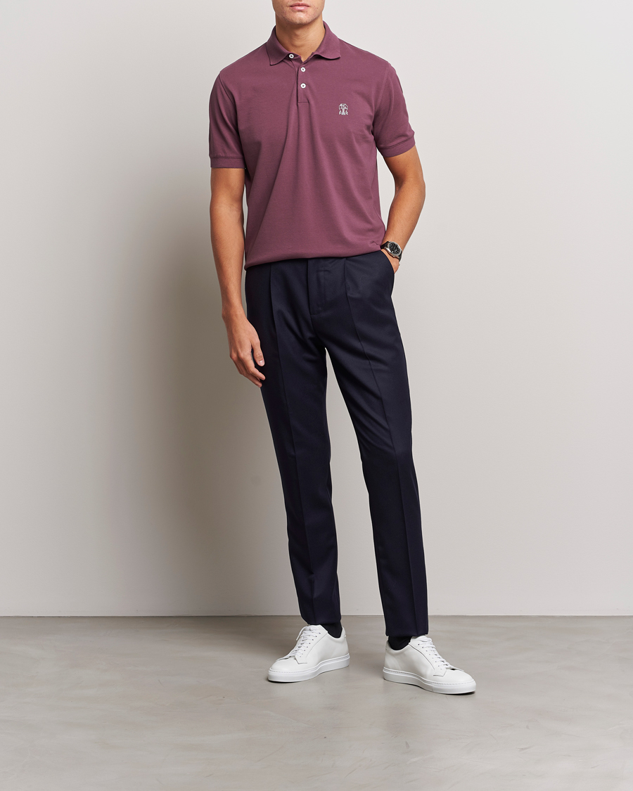 Herren | Poloshirts | Brunello Cucinelli | Short Sleeve Logo Polo Burgundy