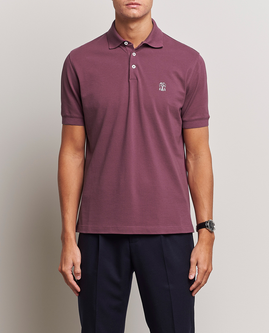 Herren | Poloshirts | Brunello Cucinelli | Short Sleeve Logo Polo Burgundy