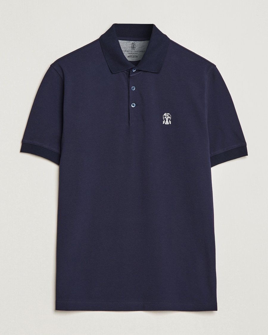 Herren | Poloshirts | Brunello Cucinelli | Short Sleeve Logo Polo Dark Blue
