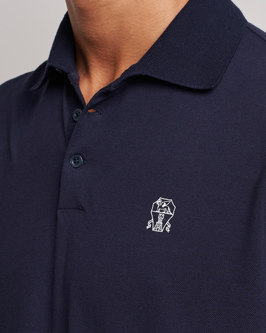 Herren | Poloshirts | Brunello Cucinelli | Short Sleeve Logo Polo Dark Blue