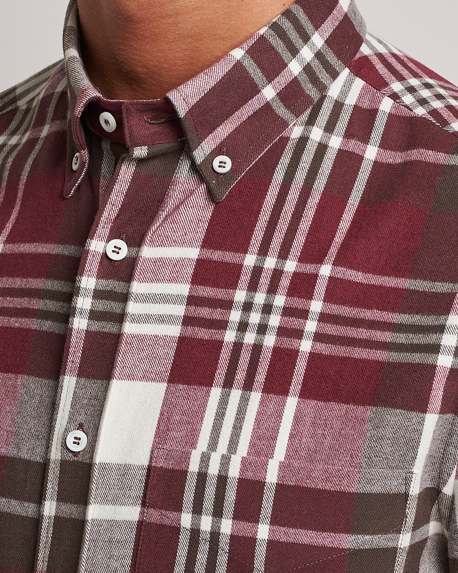 Herren | Hemden | Brunello Cucinelli | Slim Fit Button Down Madras Shirt Burgundy