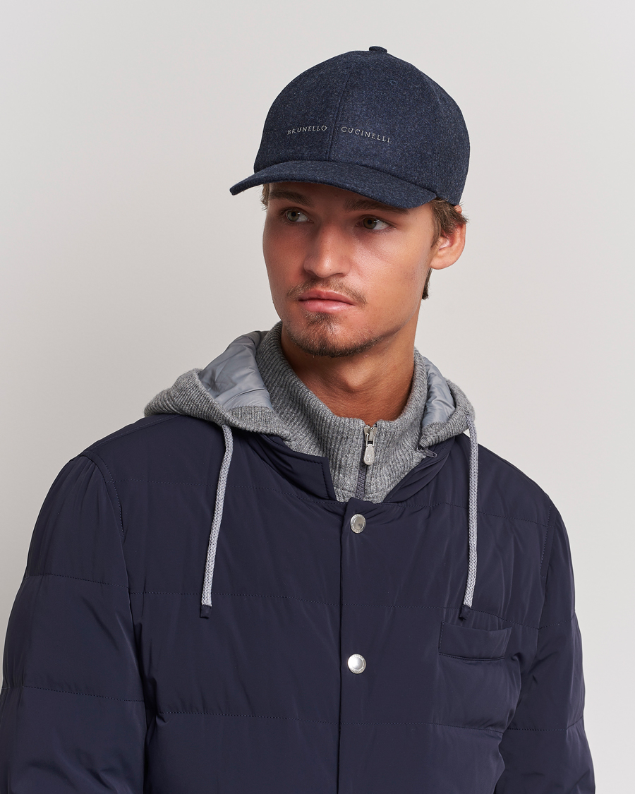 Herren | Brunello Cucinelli Flannel Baseball Cap Navy | Brunello Cucinelli | Flannel Baseball Cap Navy