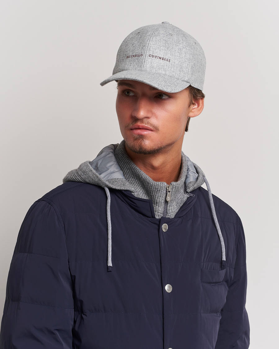 Herren | Brunello Cucinelli Flannel Baseball Cap Light Grey | Brunello Cucinelli | Flannel Baseball Cap Light Grey