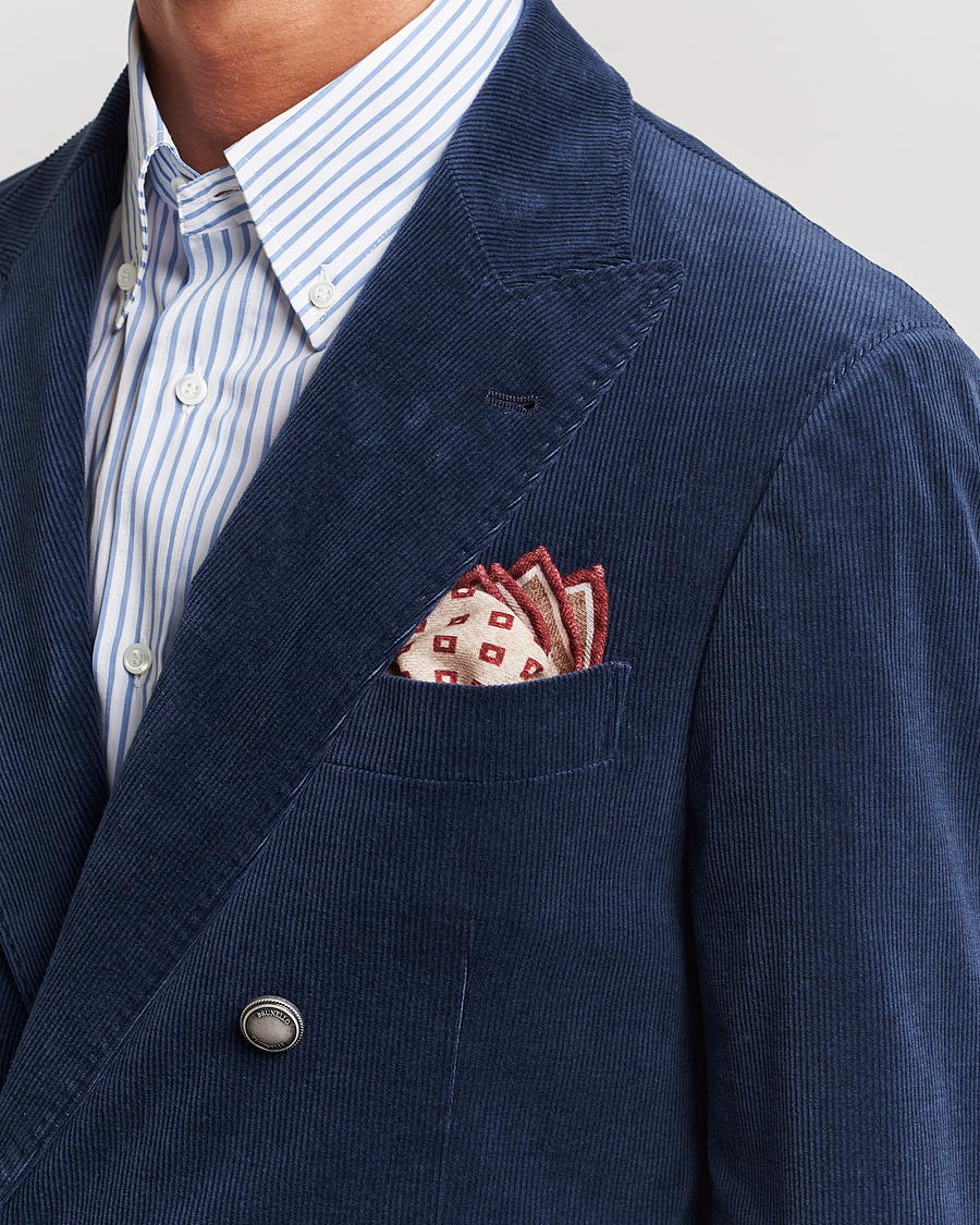 Herren | Brunello Cucinelli Wool Pocket Square Burgundy/Beige | Brunello Cucinelli | Wool Pocket Square Burgundy/Beige