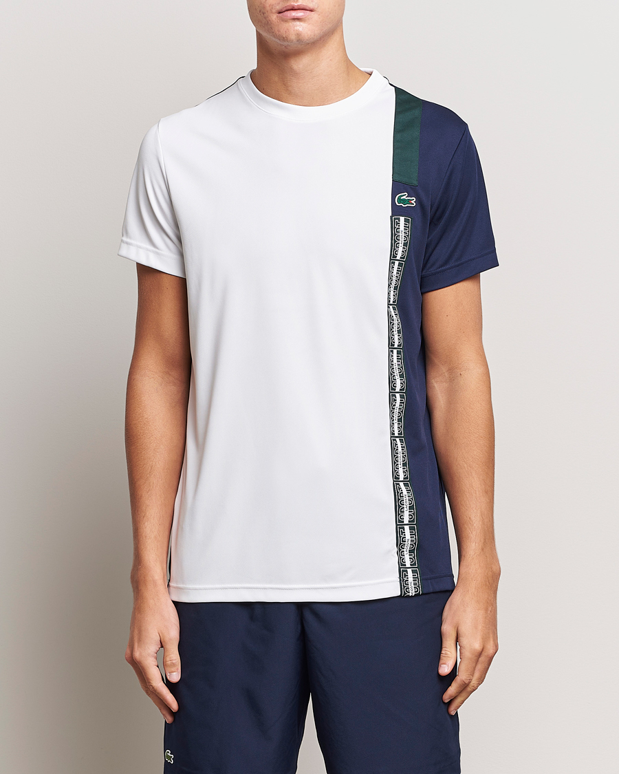 Herren | T-Shirts | Lacoste Sport | Performance Colourblocked T-Shirt White/Navy