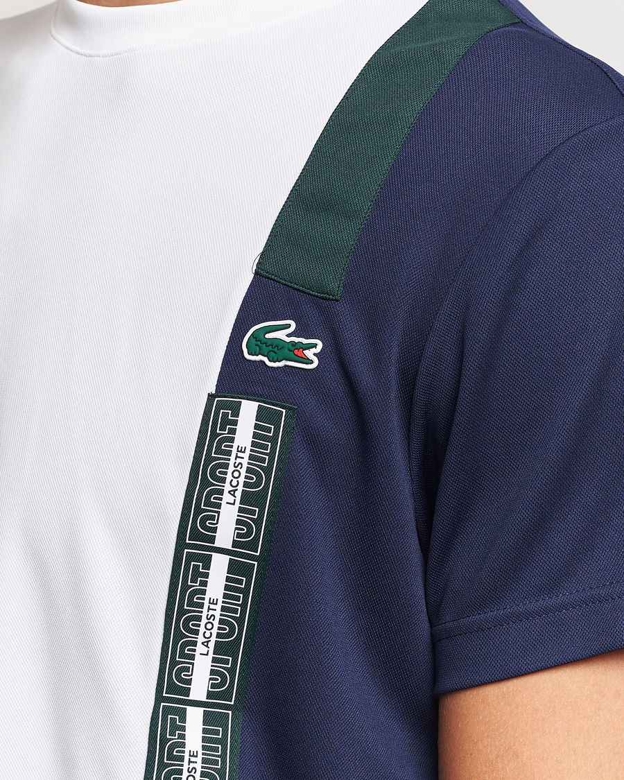 Herren | T-Shirts | Lacoste Sport | Performance Colourblocked T-Shirt White/Navy