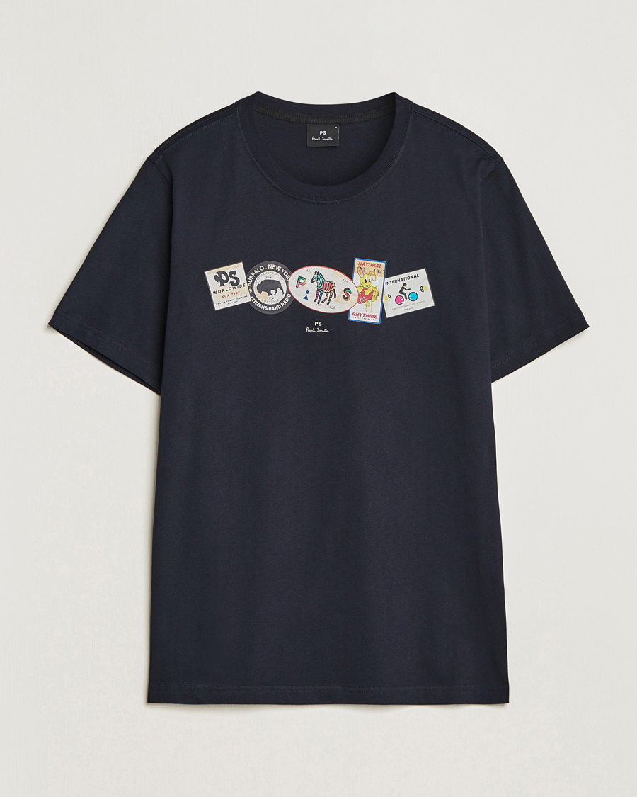 Herren | T-Shirts | PS Paul Smith | PS In A Row Crew Neck T-Shirt Navy