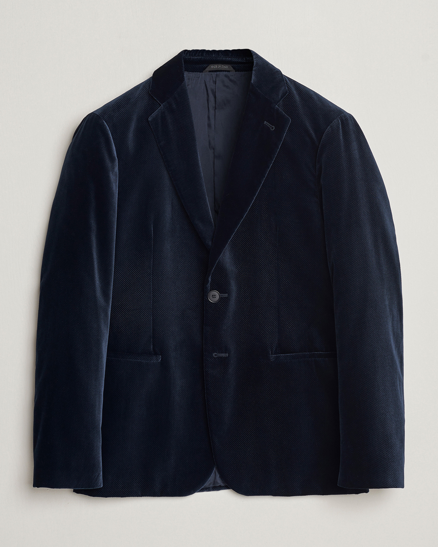 Herren | Sakkos | Giorgio Armani | Velvet Micro Blazer Navy