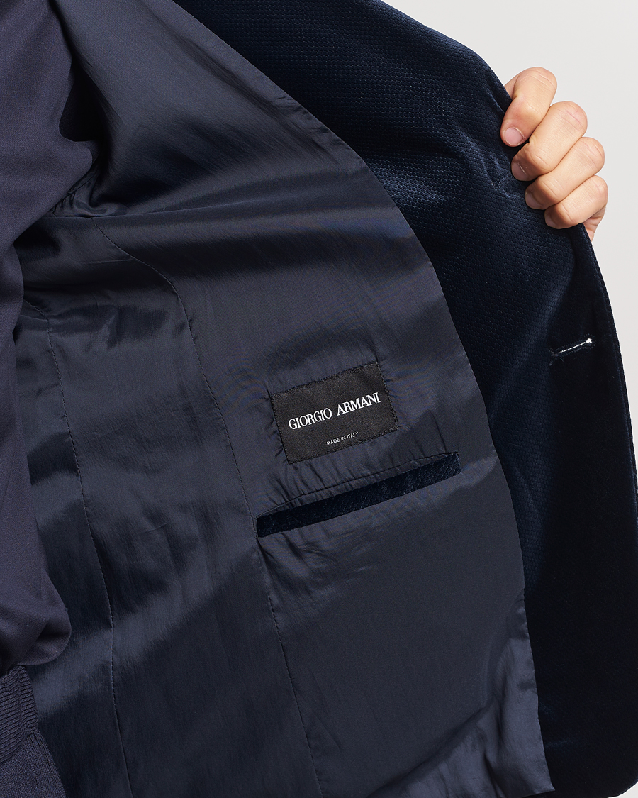 Herren | Sakkos | Giorgio Armani | Velvet Micro Blazer Navy