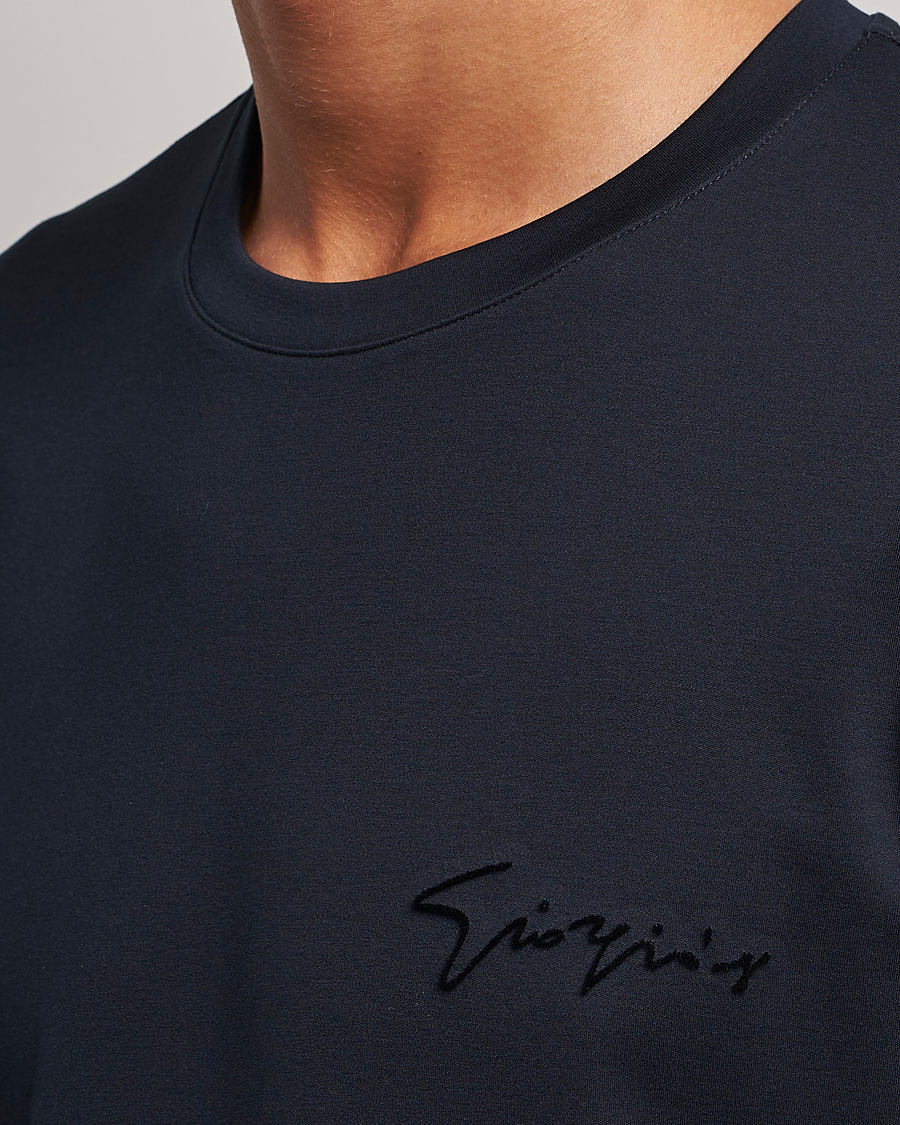 Herren | T-Shirts | Giorgio Armani | Embroidered Signature T-Shirt Navy