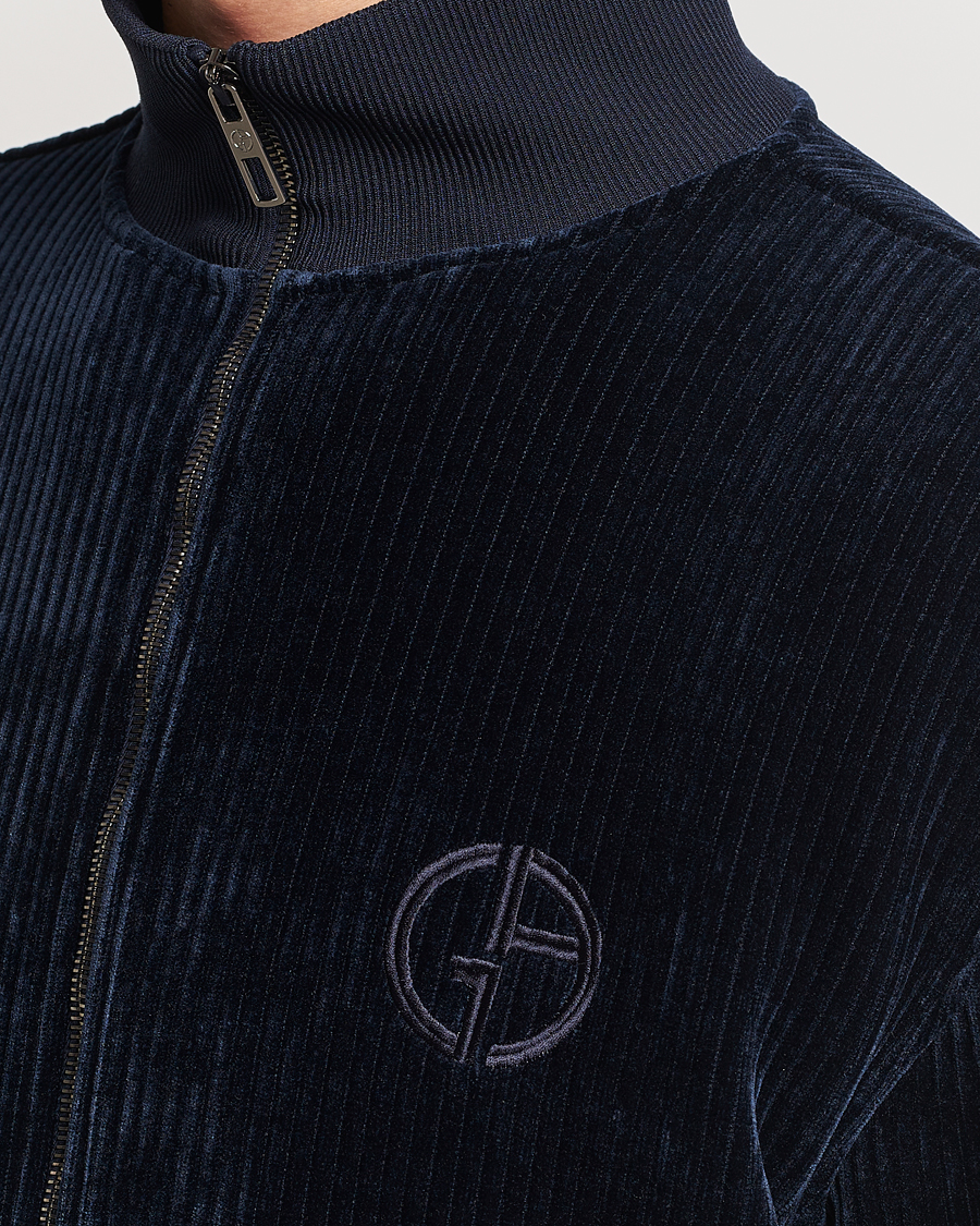 Herren | Pullover | Giorgio Armani | Jersey Corduroy Zip Sweater Navy