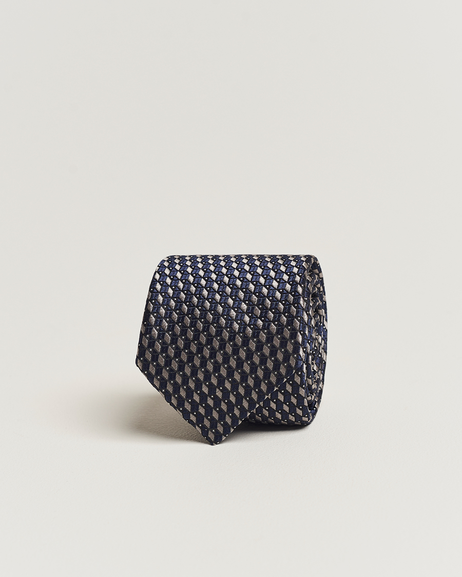 Herren | Giorgio Armani Jacquard Silk Tie Navy/Grey | Giorgio Armani | Jacquard Silk Tie Navy/Grey