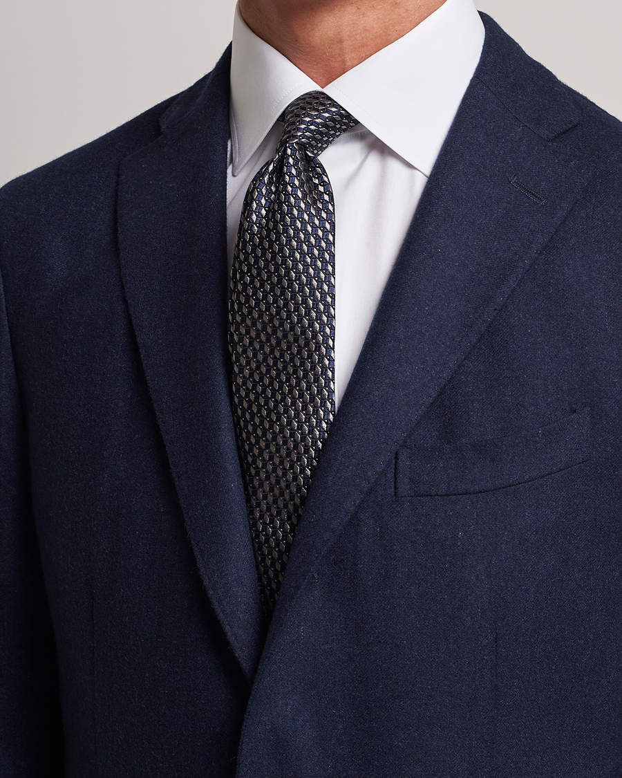 Herren | Giorgio Armani Jacquard Silk Tie Navy/Grey | Giorgio Armani | Jacquard Silk Tie Navy/Grey