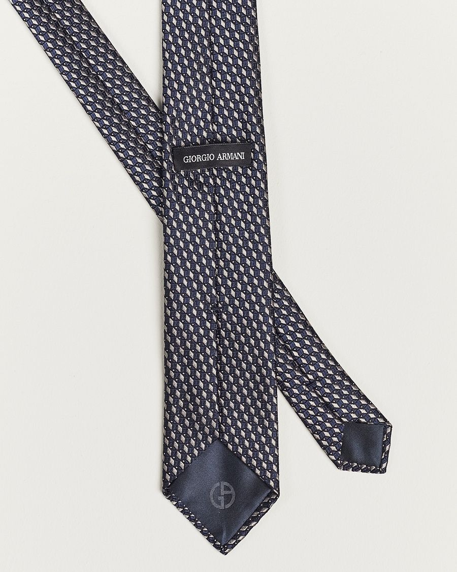 Herren | Giorgio Armani Jacquard Silk Tie Navy/Grey | Giorgio Armani | Jacquard Silk Tie Navy/Grey