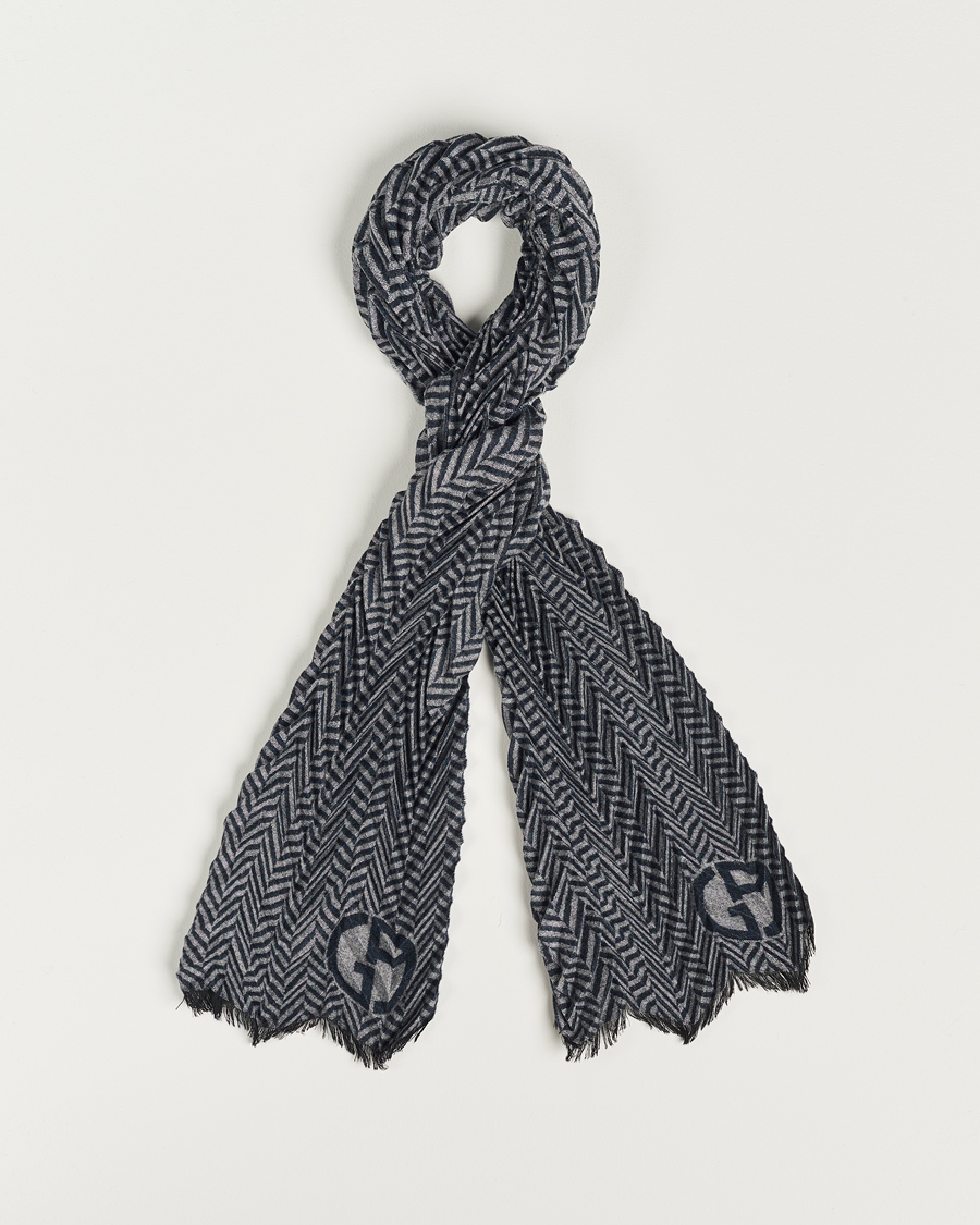 Herren | Giorgio Armani Cashmere Chevron Scarf Navy/Grey | Giorgio Armani | Cashmere Chevron Scarf Navy/Grey