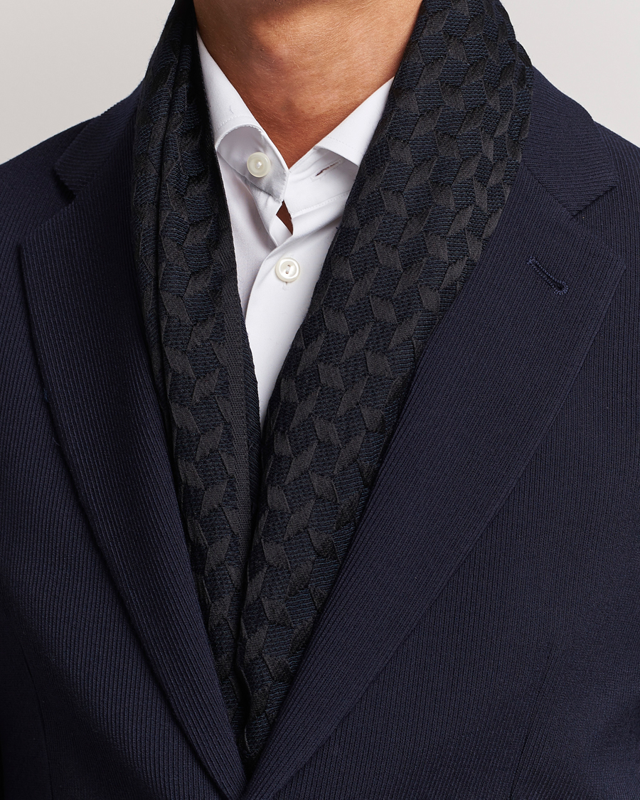 Herren | Giorgio Armani Wool/Silk Monogram Scarf Navy | Giorgio Armani | Wool/Silk Monogram Scarf Navy