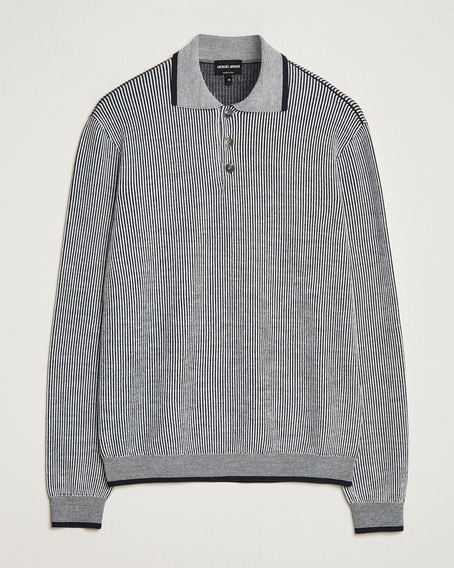 Herren | Pullover | Giorgio Armani | English Rib Knitted Polo Shirt Navy/White