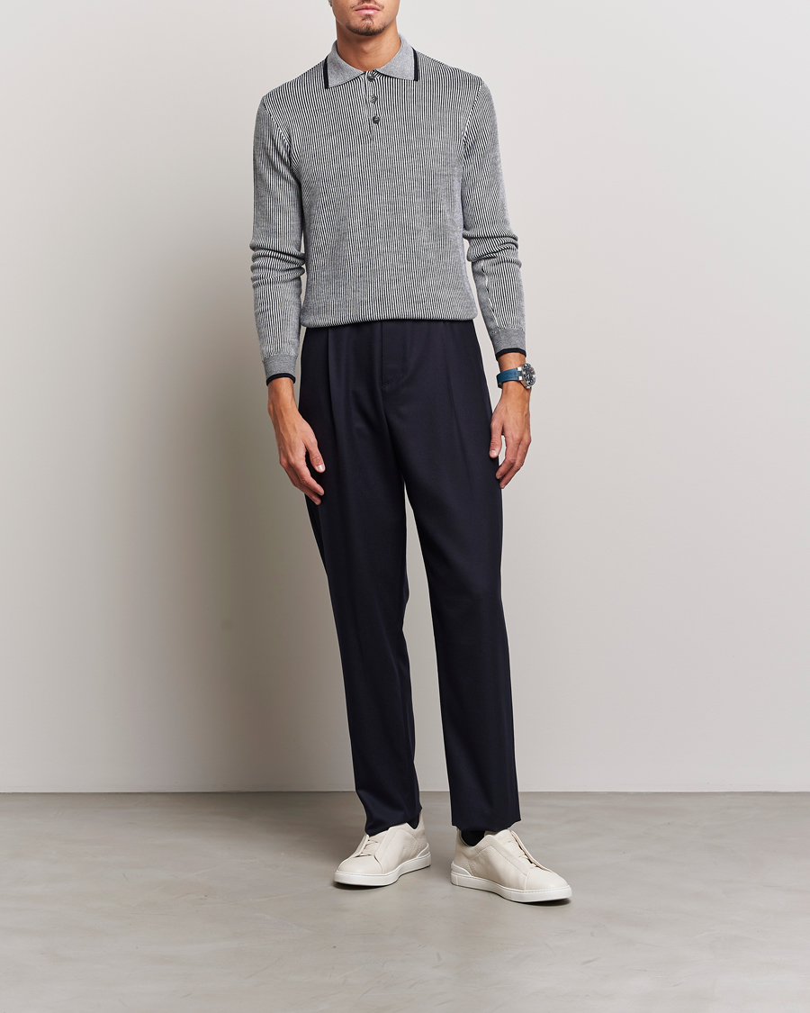 Herren | Pullover | Giorgio Armani | English Rib Knitted Polo Shirt Navy/White