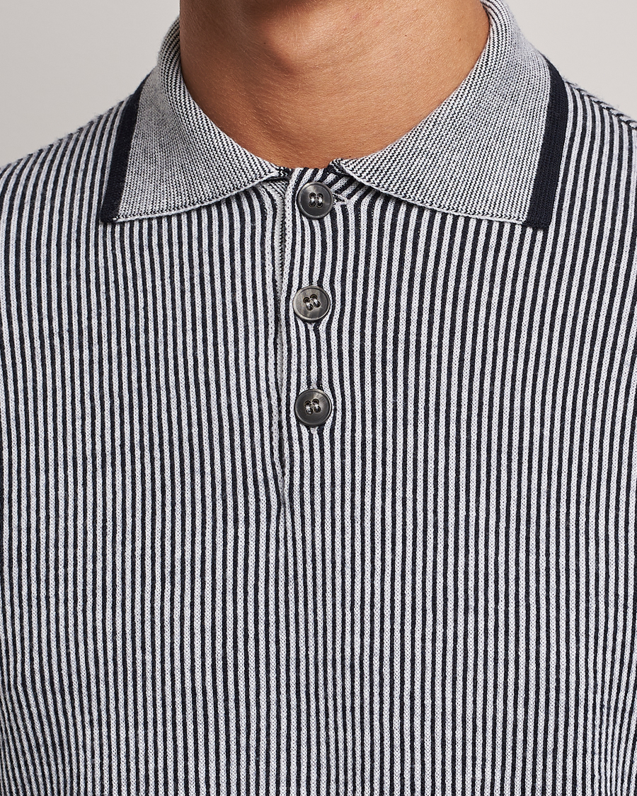 Herren | Pullover | Giorgio Armani | English Rib Knitted Polo Shirt Navy/White