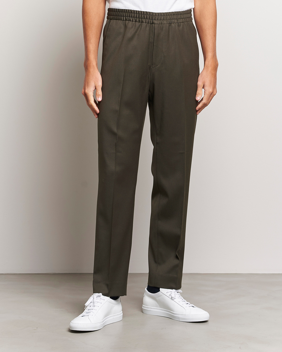 Herren | Hosen | Filippa K | Relaxed Terry Wool Trousers Dark Forest Green