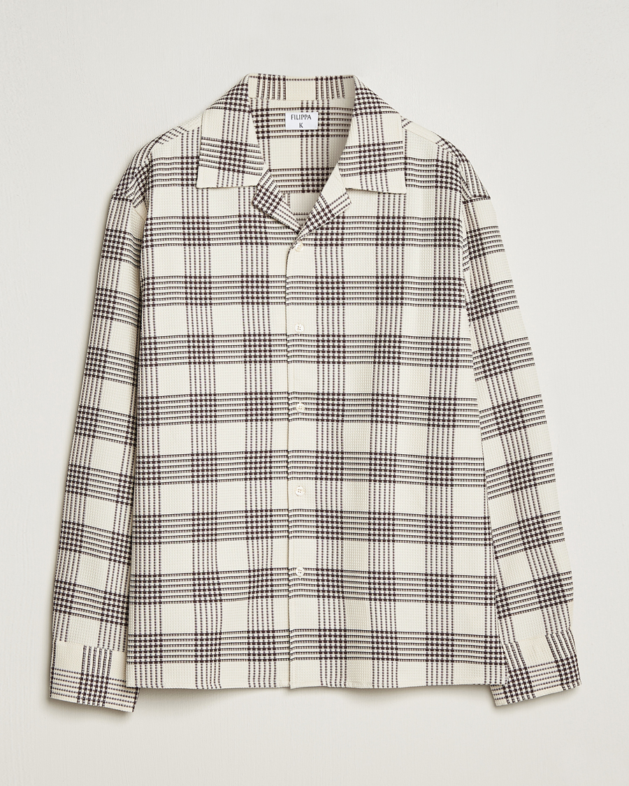 Herren | Hemden | Filippa K | Waffle Checked Resort Shirt Dark Chocolate/White