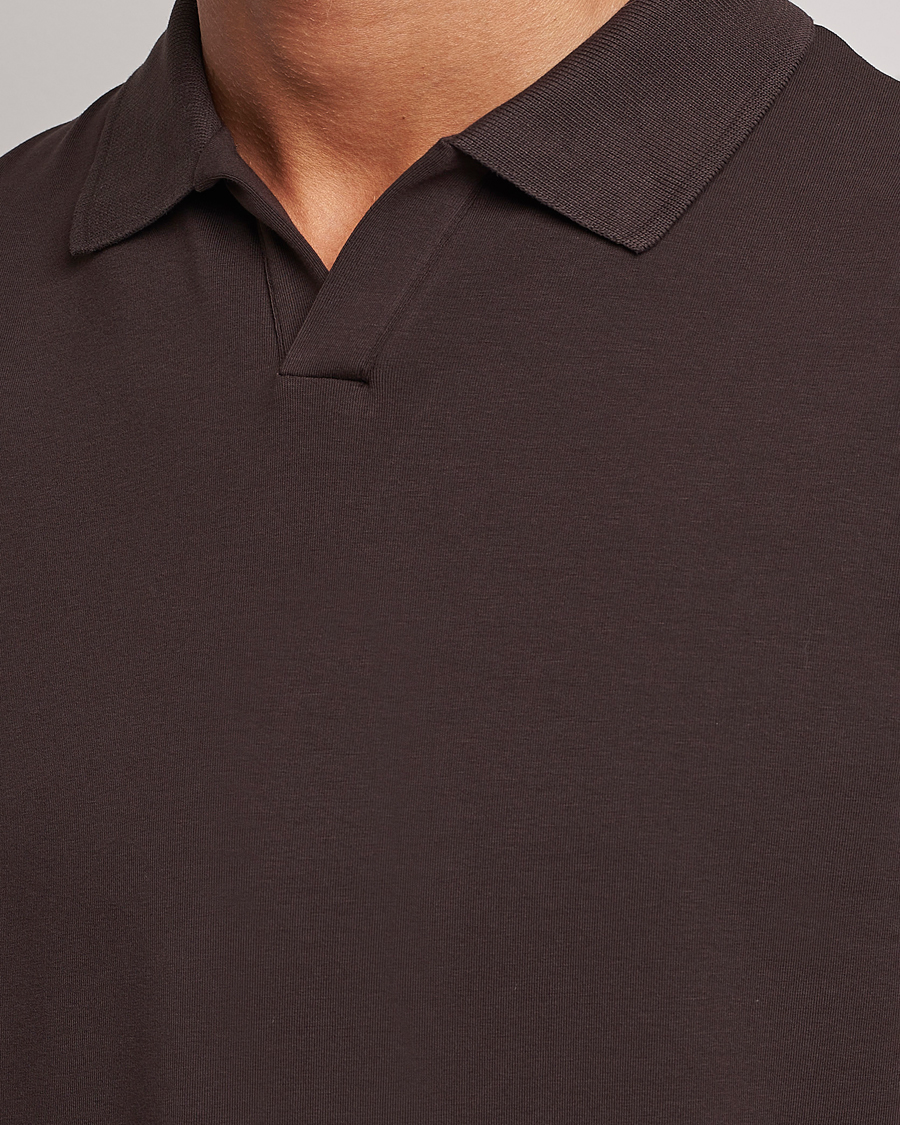 Herren | Poloshirts | Filippa K | Soft Lycra Polo T-Shirt Dark Chocolate