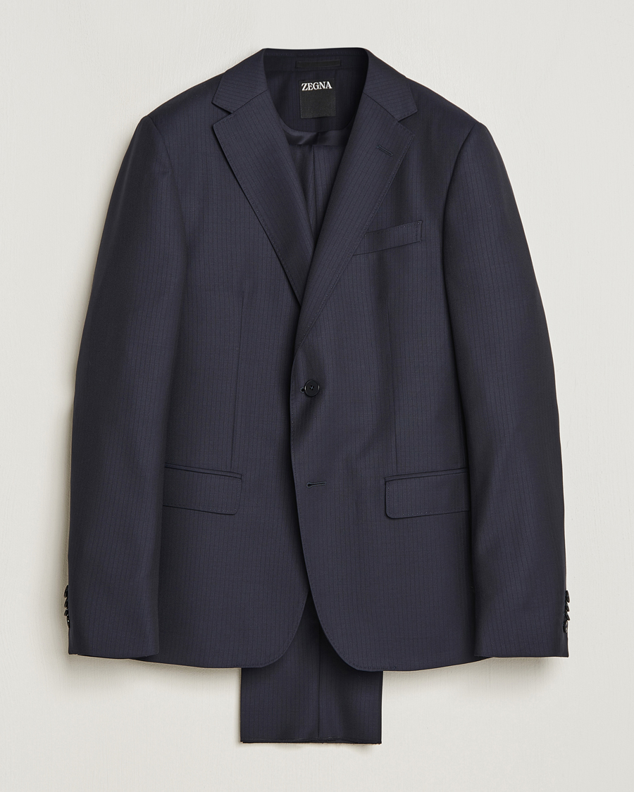 Herren | Anzüge | Zegna | Tailored Tonal Stripe Wool Suit Navy