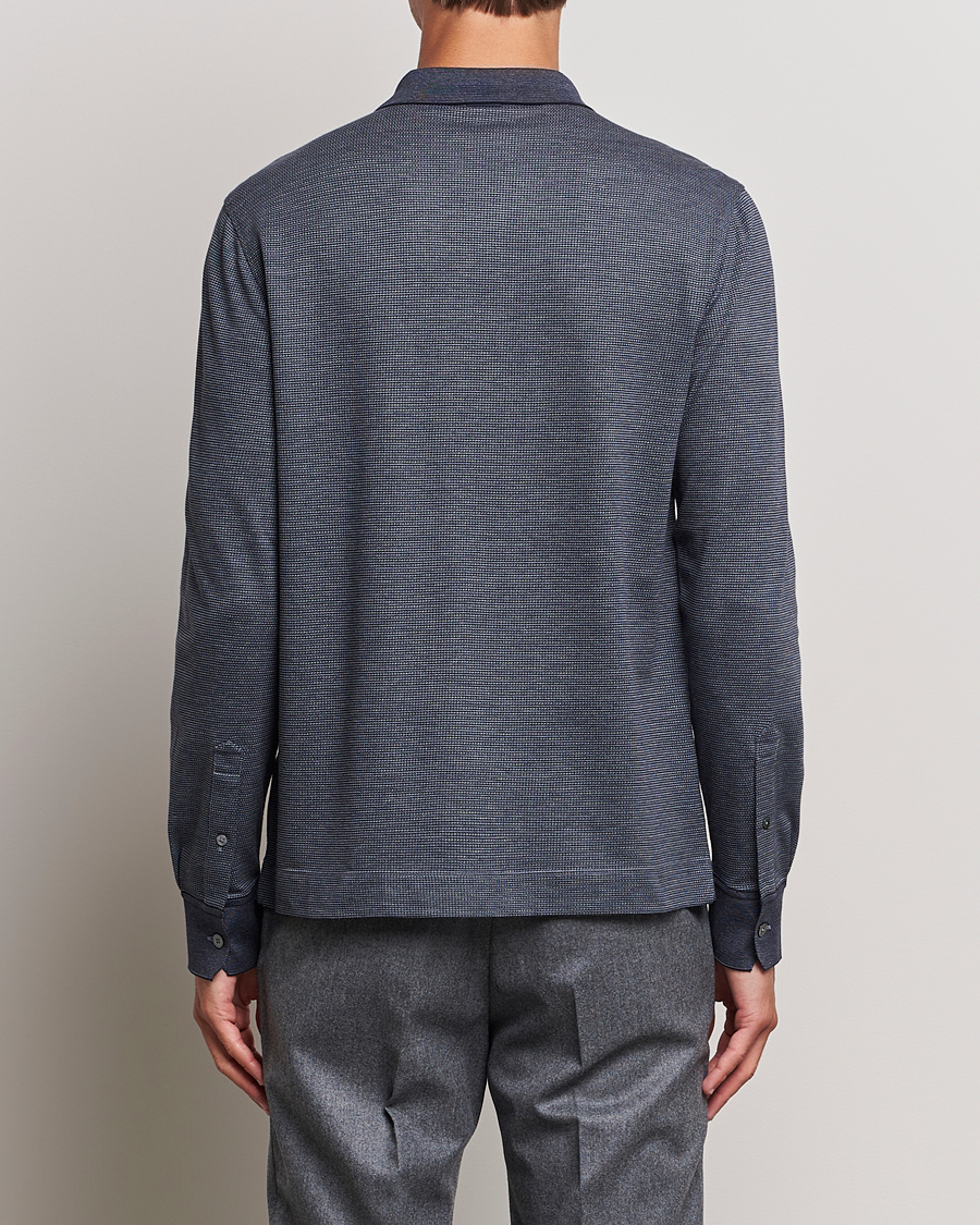 Herren | Pullover | Zegna | Cotton/Silk Long Sleeve Polo Dark Blue