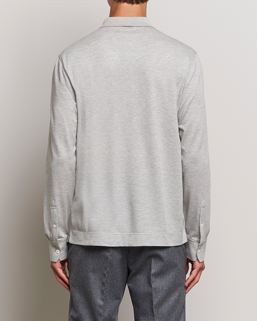 Herren | Pullover | Zegna | Cotton/Silk Long Sleeve Polo Light Grey
