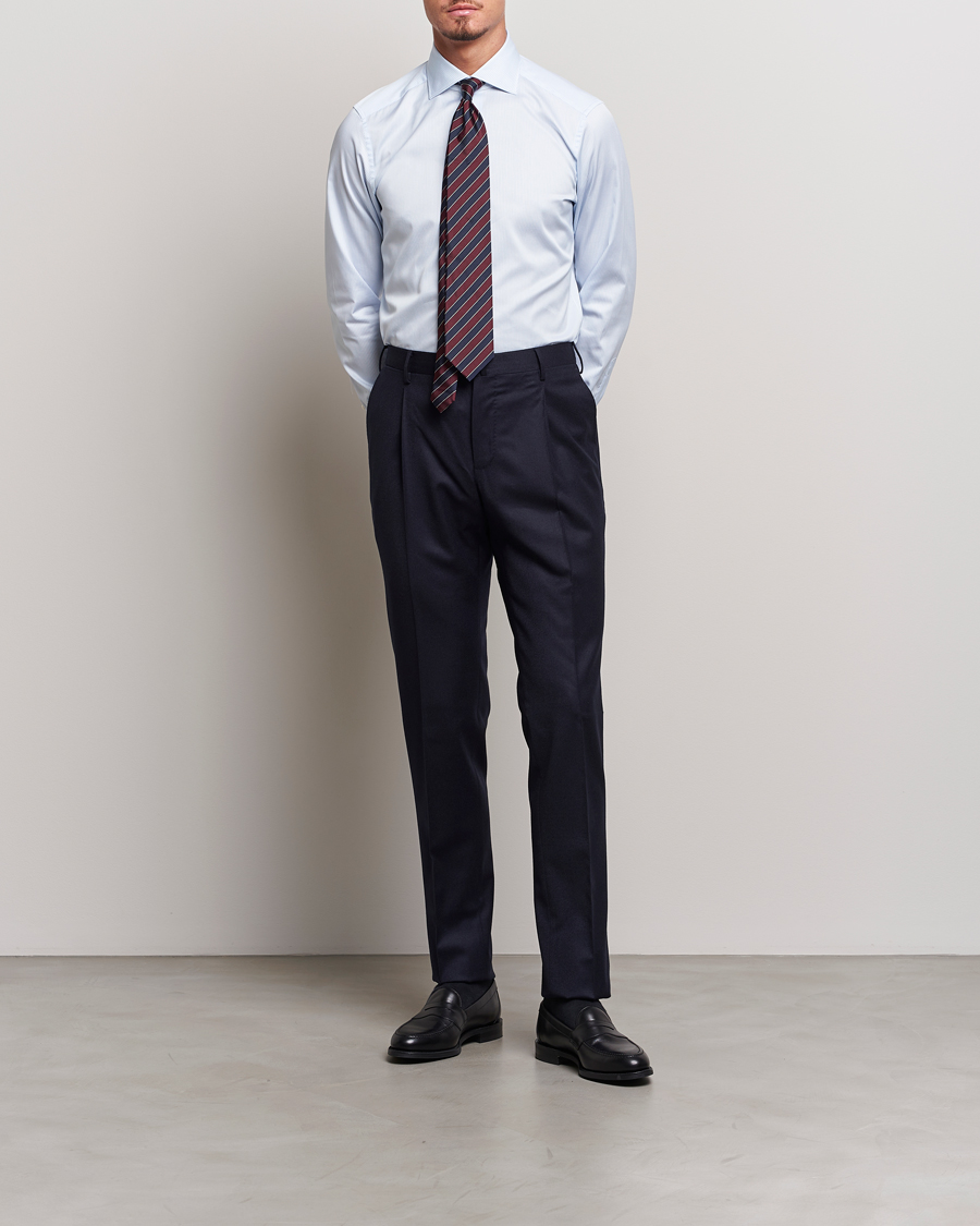 Herren | Hemden | Zegna | Slim Fit Striped Dress Shirt Light Blue