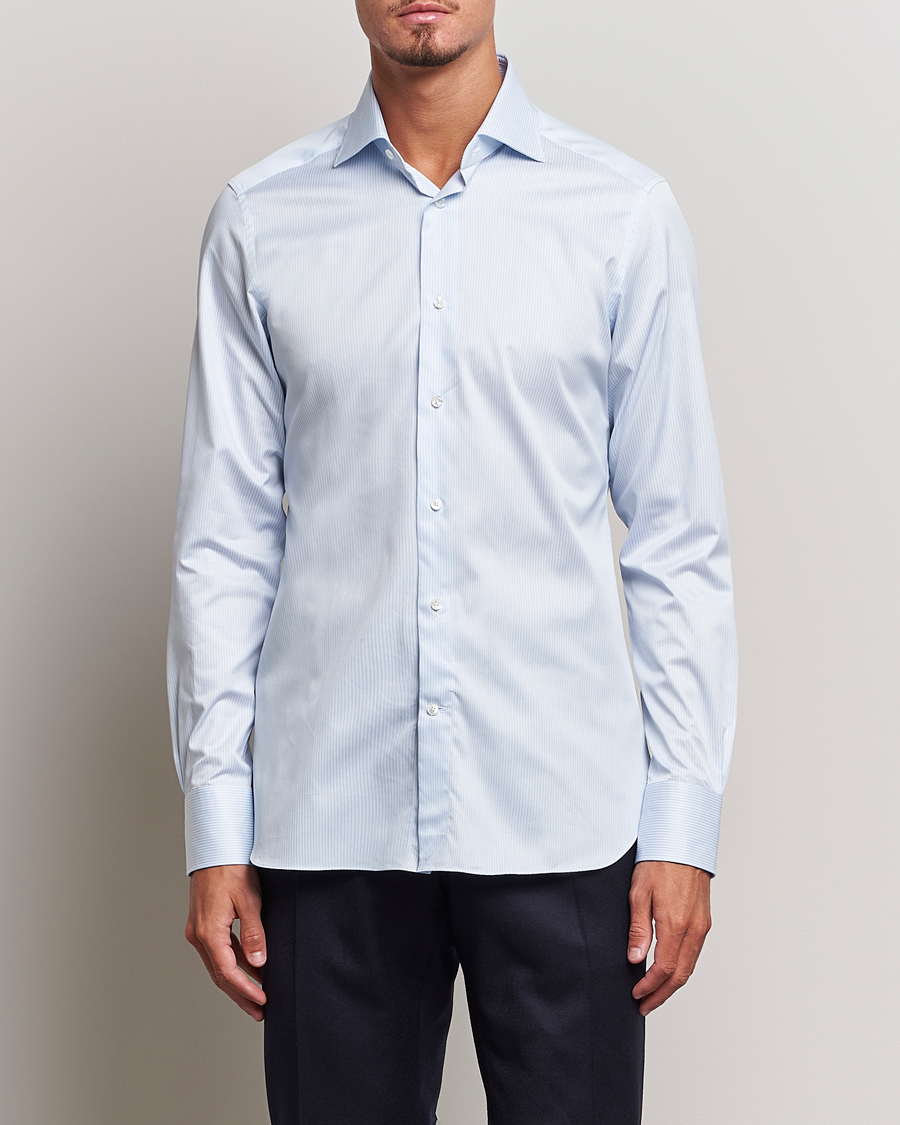 Herren | Hemden | Zegna | Slim Fit Striped Dress Shirt Light Blue