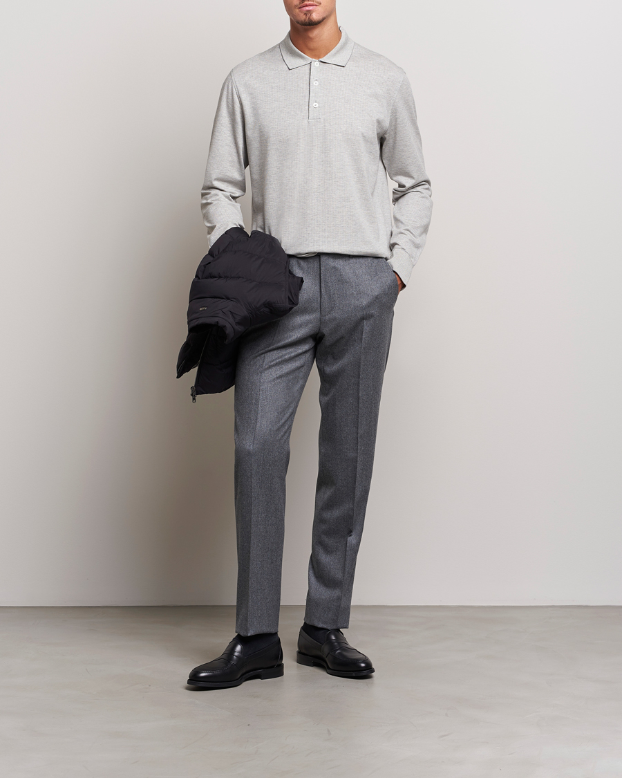 Herren | Hosen | Zegna | Carded Flannel Trousers Grey Melange
