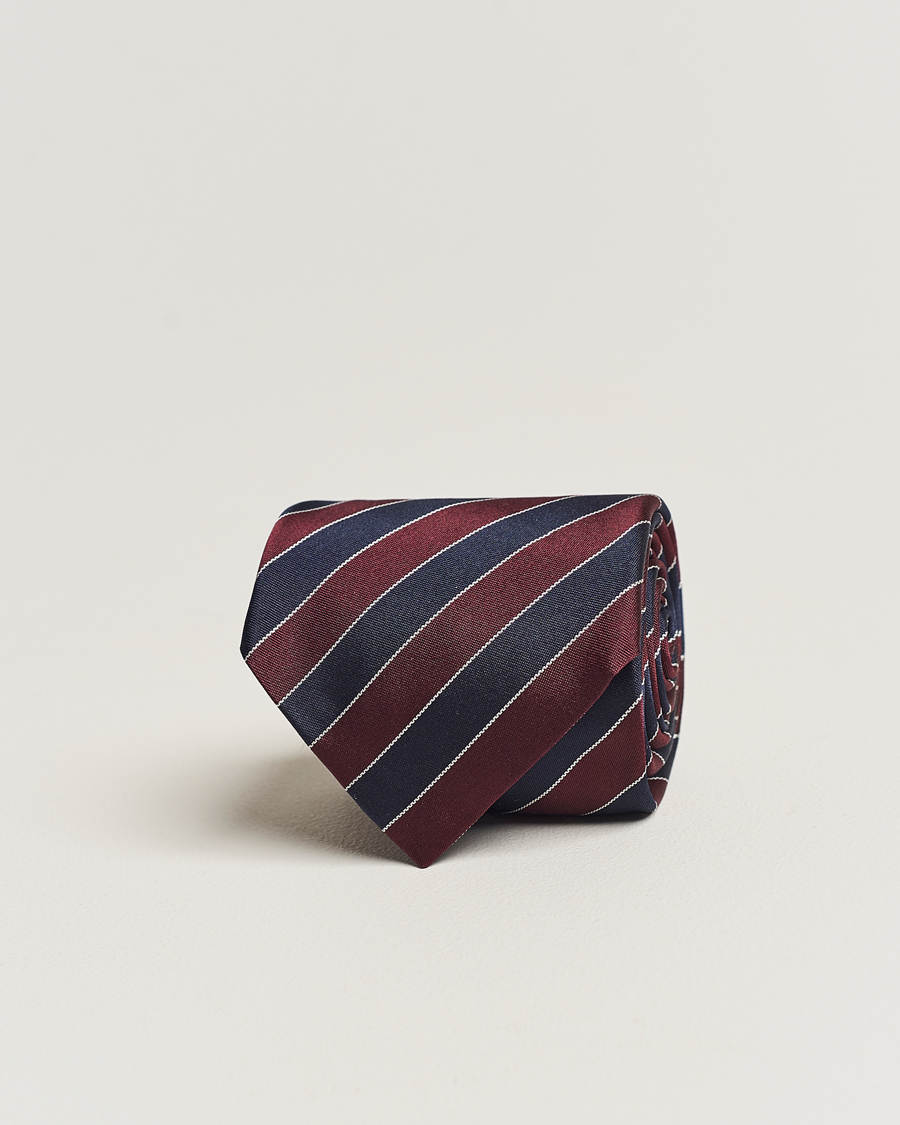 Herren | Zegna Regimental Stripe Silk Tie Navy/Burgundy | Zegna | Regimental Stripe Silk Tie Navy/Burgundy