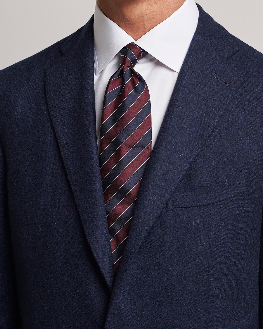 Herren | Zegna Regimental Stripe Silk Tie Navy/Burgundy | Zegna | Regimental Stripe Silk Tie Navy/Burgundy