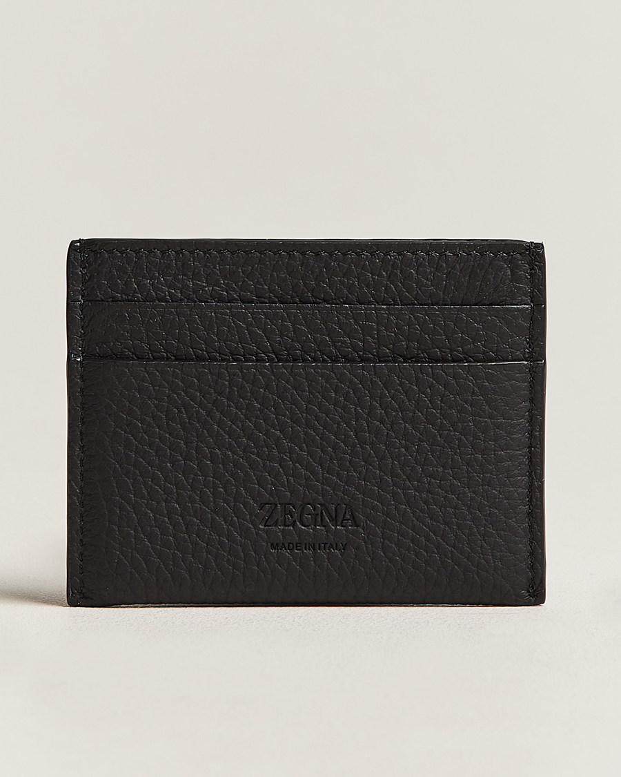 Herren | Zegna Grain Leather Card Holder Black | Zegna | Grain Leather Card Holder Black