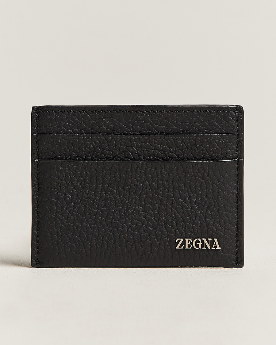 Herren | Zegna Grain Leather Card Holder Black | Zegna | Grain Leather Card Holder Black