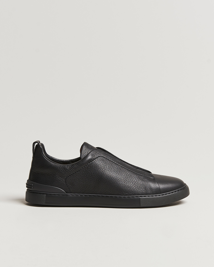 Herren | Zegna Triple Stitch Sneakers Full Black Deerskin | Zegna | Triple Stitch Sneakers Full Black Deerskin
