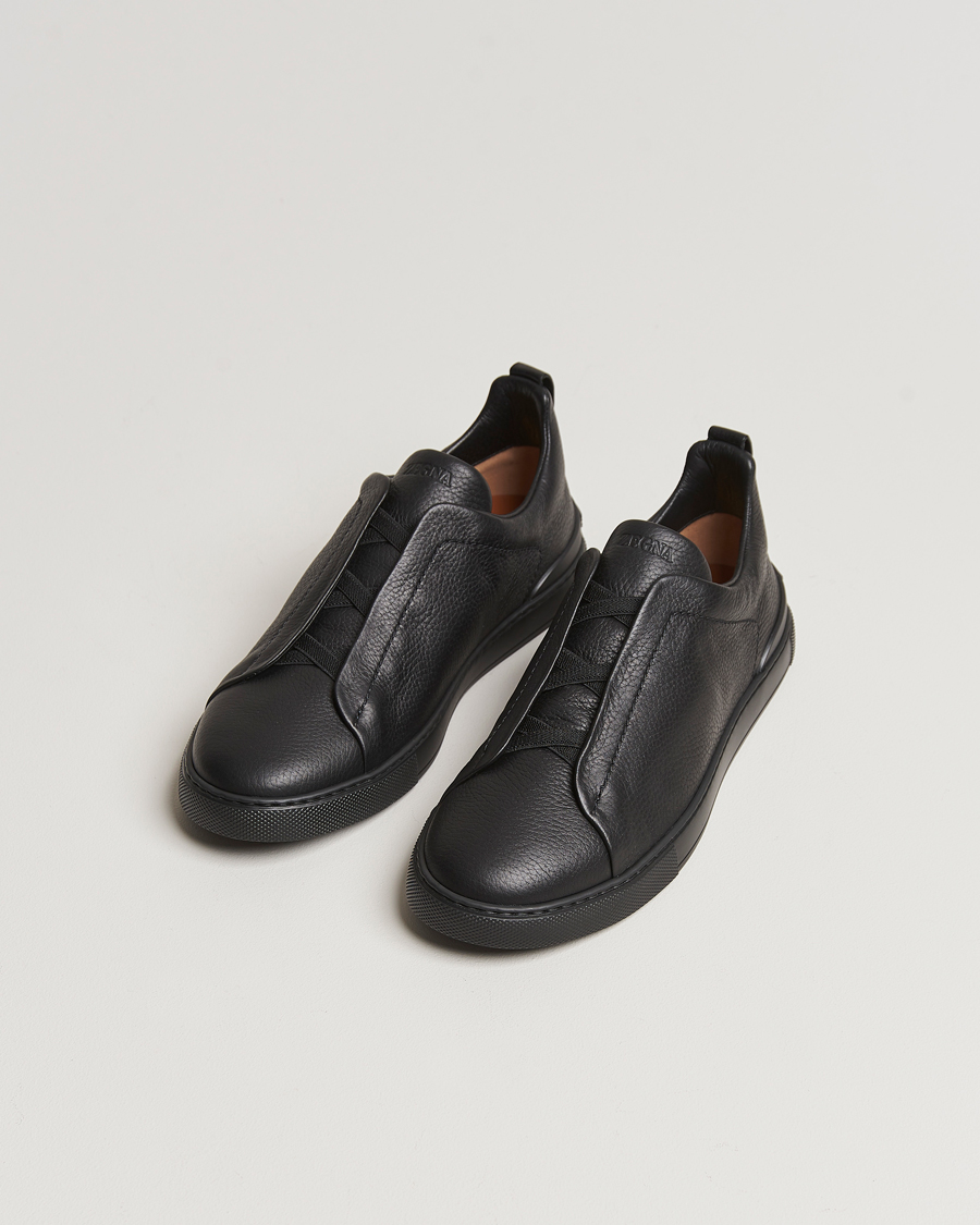 Herren | Zegna Triple Stitch Sneakers Full Black Deerskin | Zegna | Triple Stitch Sneakers Full Black Deerskin
