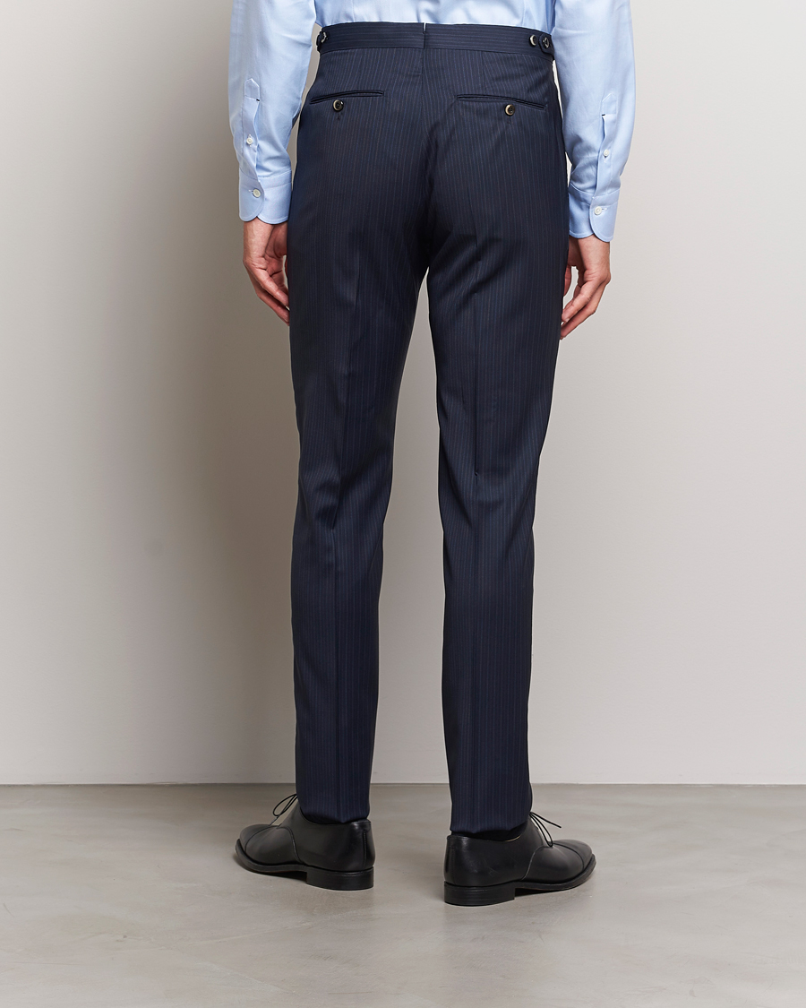 Herren | Hosen | PT01 | Slim Fit Pleated Wool Trousers Navy Pin