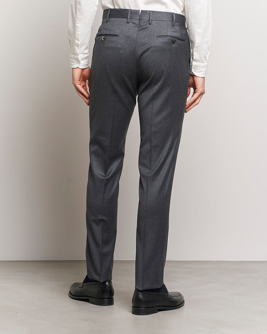 Herren | Hosen | PT01 | Slim Fit Pleated Flannel Trousers Dark Grey