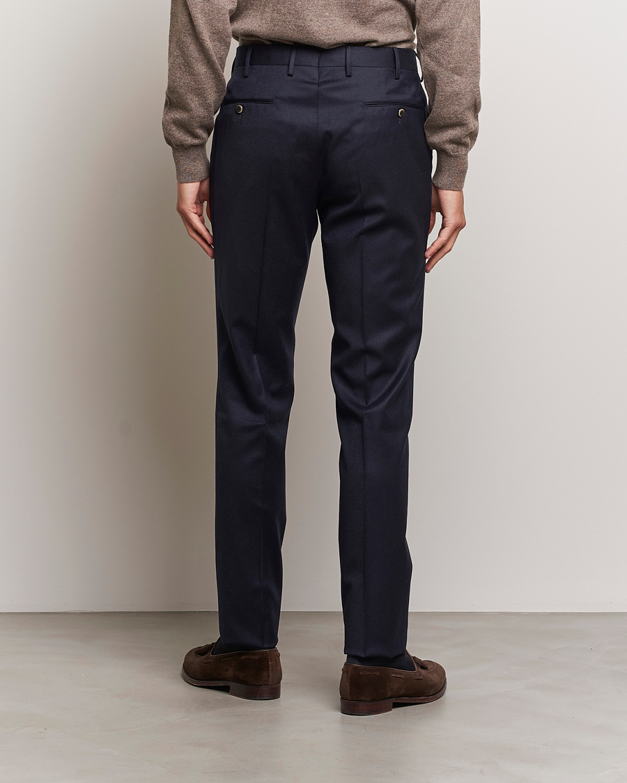 Herren | Hosen | PT01 | Slim Fit Pleated Flannel Trousers Navy