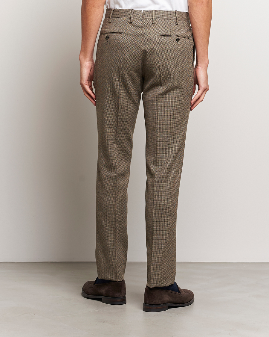 Herren | Hosen | PT01 | Slim Fit Pleated Houndstooth Trousers Light Brown