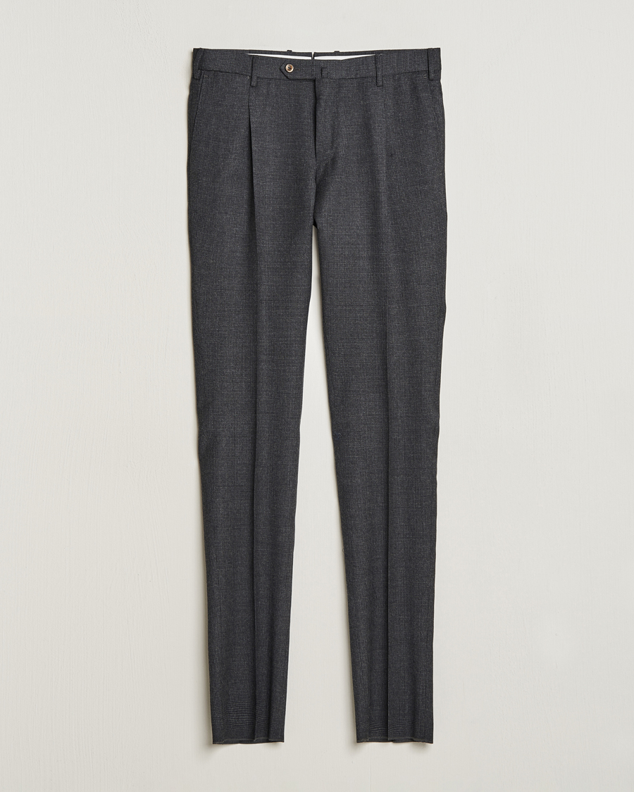 Herren | Hosen | PT01 | Slim Fit Pleated Houndstooth Trousers Medium Grey
