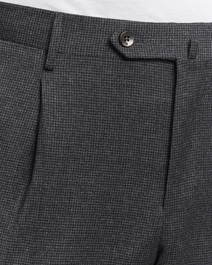 Herren | Hosen | PT01 | Slim Fit Pleated Houndstooth Trousers Medium Grey