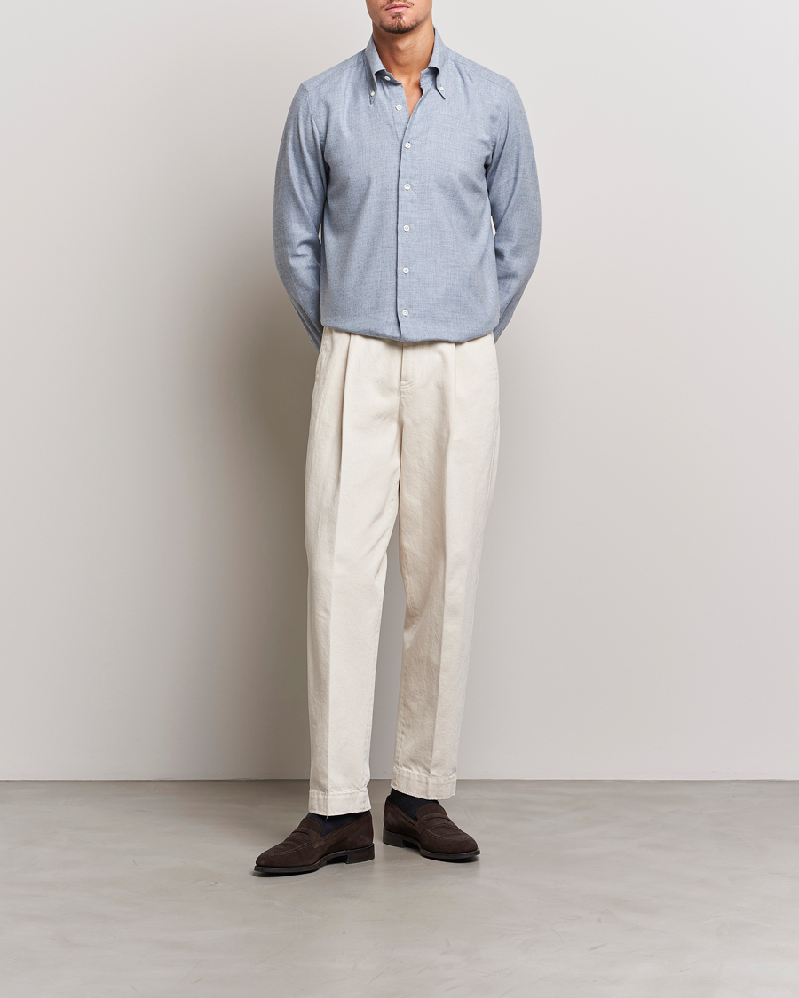 Herren | Hemden | 100Hands | Cotton Button Down Flannel Shirt Grey