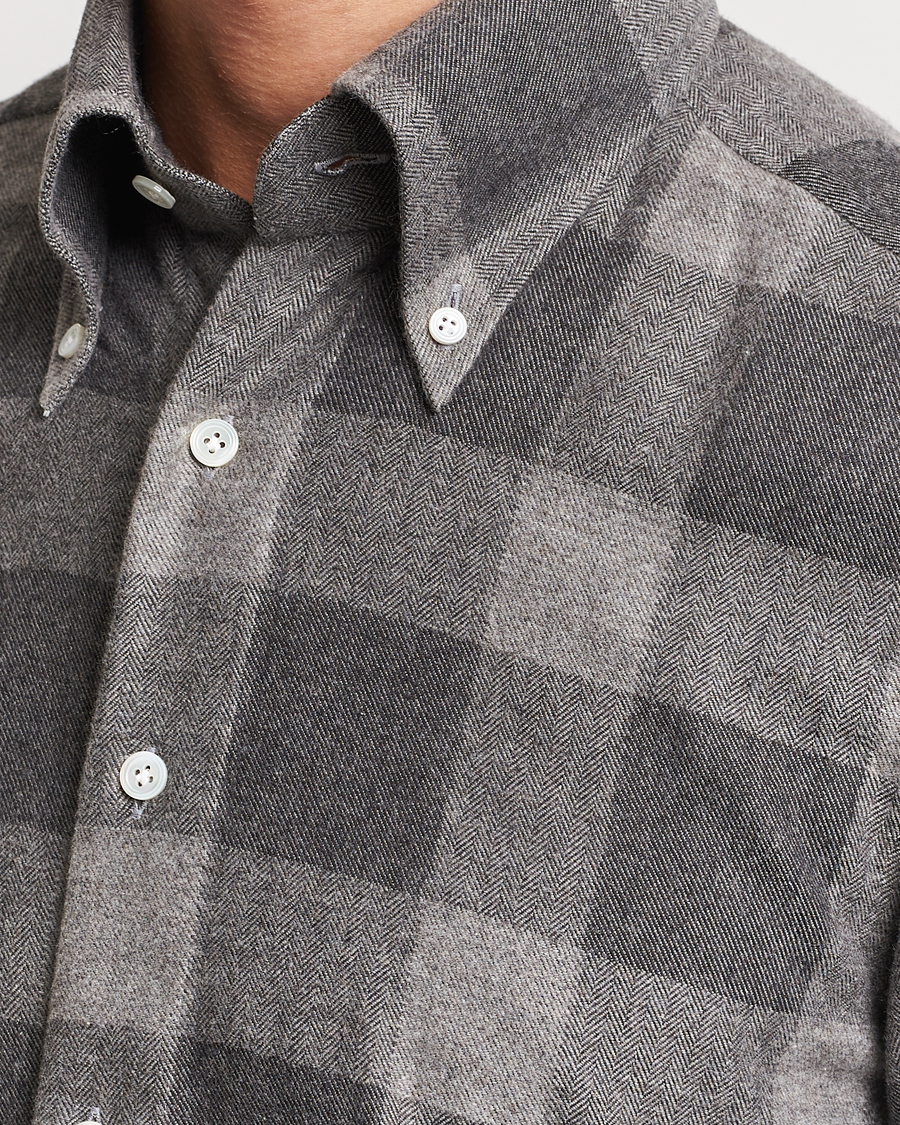Herren | Hemden | 100Hands | Large Checked Flannel Shirt Grey