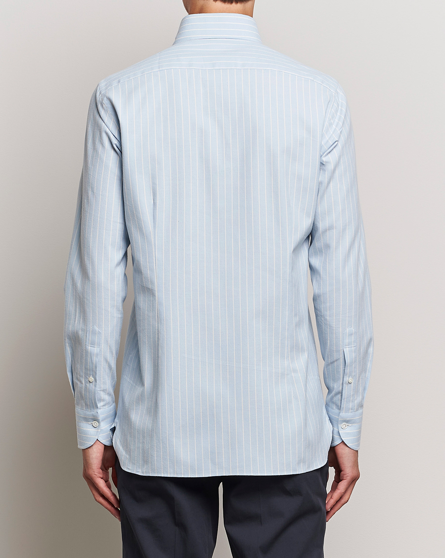 Herren | Hemden | 100Hands | Striped Cotton Flannel Shirt Light Blue